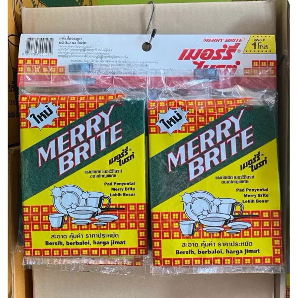 [Merry Brite] Miếng rửa chén sợi tổng hợp - Cỡ lớn - 12 miếng/set (Combo 20 set/ 1 thùng)