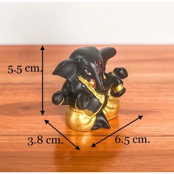 Tượng Thần Ganesha Phong Cách Ấn Độ – Phiên bản Ban Phước – Màu Đen Cổ Điển – Cao 5.5 cm - Ảnh 4
