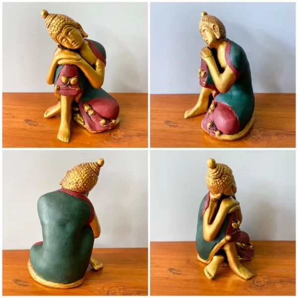 Tượng Phật Thinking Buddha – Phong Thái Thiền Định – Nghệ Thuật Tây Tạng – Màu Earth Tone - Ảnh 3