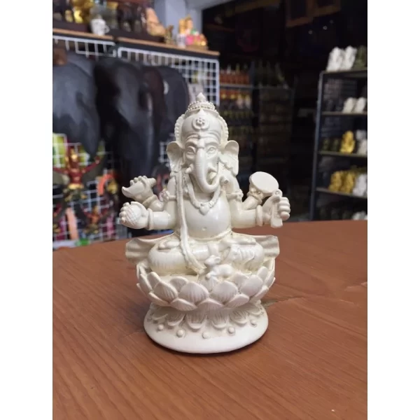 Tượng thần Ganesha 4 tay – Dáng giải trừ chướng ngại – Ngự trên đài sen - Ảnh 3