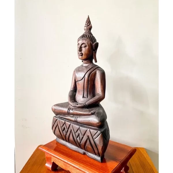Tượng Phật Gỗ – Pháp Tướng Thiền Định / Giác Ngộ – Gỗ Khắc Thủ Công (6 inch) - Ảnh 3