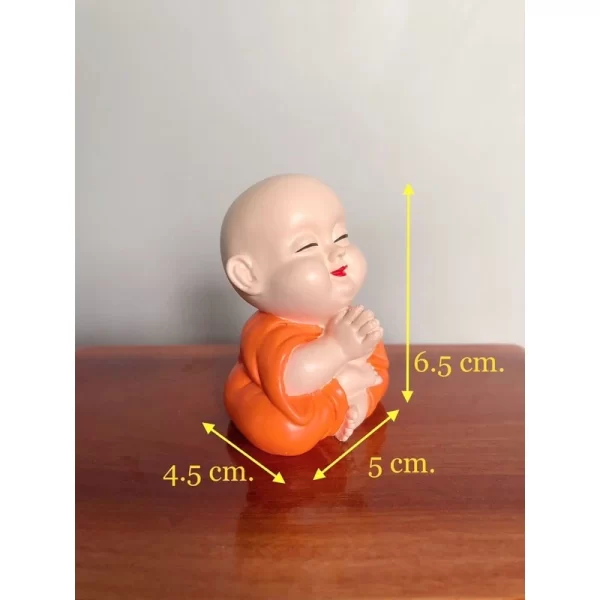Tượng Chú Tiểu Ngồi Chắp Tay – Dáng Thiền Tịnh – Resin Sơn Màu – Cao 6.5 cm - Ảnh 4