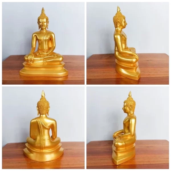 Tượng Phật U Thong –  4 inch – Màu Vàng Pha Bột Vàng Lá - Ảnh 3