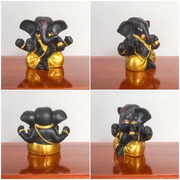 Tượng Thần Ganesha Phong Cách Ấn Độ – Phiên bản Ban Phước – Màu Đen Cổ Điển – Cao 5.5 cm - Ảnh 2