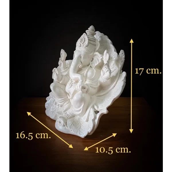 Tượng voi Ganesh Ngồi trong hoa dâm bụt - Màu trắng ngà - Có 2 kích thước - Ảnh 4