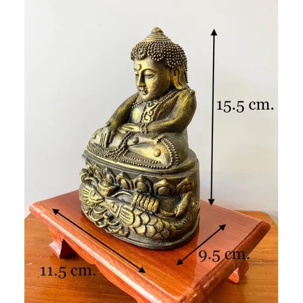 Tượng Phật Bua Khem (พระบัวเข็ม) – Hình Tượng Đức Phật Arahant Phíchit Mar – Màu Đen Phủ Vàng Cổ – Cao 15.5 cm - Ảnh 3