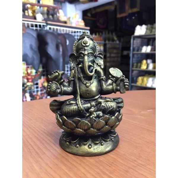 Tượng Phật Ganesha 4 Tay – Dáng Vượt Chướng Ngại (เอกทันตะคณปติ ปางสะสางปัญหา) – Đặt Trên Đài Sen – Cao 10.5 cm - Ảnh 6