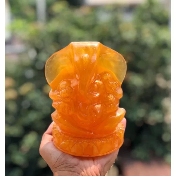 Tượng Phật Ganesha – Phong Thái Ban Phước – Chất Liệu Resin Màu Hổ Phách – Cao 16 cm - Ảnh 4