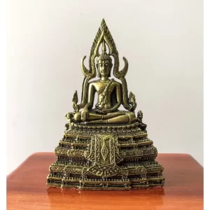 Tượng Phật Chinnarat – Pháp Tướng Hàng Ma (2 inch) – Màu Vàng Cổ