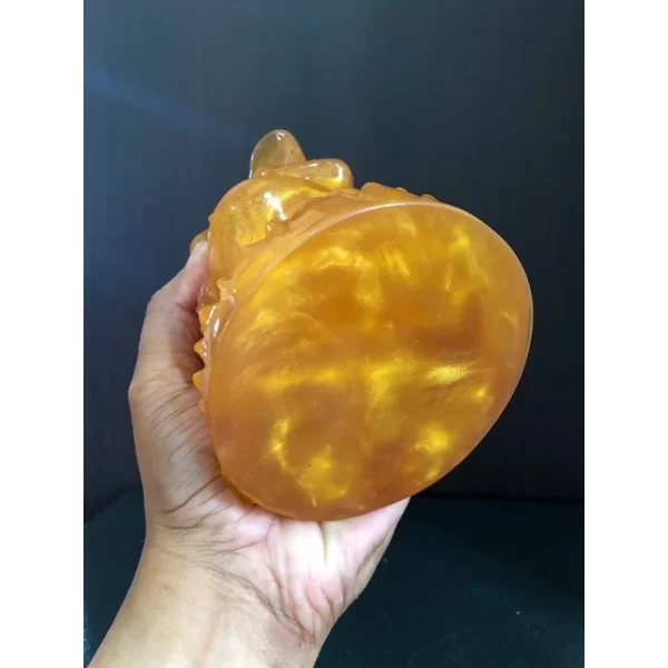 Tượng Phật Ganesha – Phong Thái Ban Phước – Chất Liệu Resin Màu Hổ Phách – Cao 16 cm - Ảnh 3