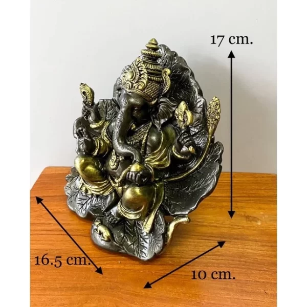 Tượng Thần Ganesha – Pháp Tướng Ban Phước – Ngự Trong Hoa Dâm Bụt (4 tay – màu Metallic) - Ảnh 6