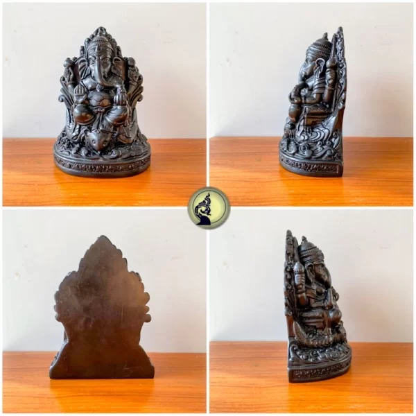 Tượng Thần Ganesha Sáng Tạo – Phiên bản Shrishti Ganapati – Ngồi Trên Chuột Có Cánh – Màu Đen Bóng – Kích thước 12.5 cm - Ảnh 2