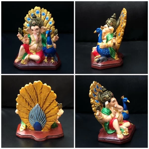 Tượng Thần Ganesha Cưỡi Công – Phiên bản Sri Mayuresvara – Phong cách Ấn Độ – Kích thước 13.5 cm - Ảnh 3