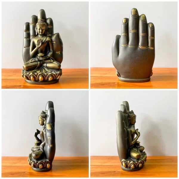 Tượng Phật Ban Phước – Tư thế Ôm Bình Bát – Đặt trong Lòng Tay – Kích thước 15 cm – Resin pha đá cao cấp - Ảnh 2