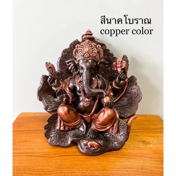 Tượng Thần Ganesha – Pháp Tướng Ban Phước – Ngự Trong Hoa Dâm Bụt (4 tay – màu Metallic) - Ảnh 2