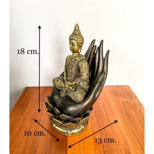 Tượng Phật Thiền Định – Phật Trong Lòng Bàn Tay – Màu Sơn Giả Cổ – Mặt Đế 3 Inch - Ảnh 3
