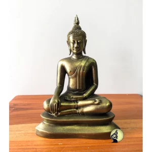 Tượng Phật U Thong – Pháp Tướng Hàng Ma (4 inch) – Màu Vàng Cổ Pha Bột Vàng Lá