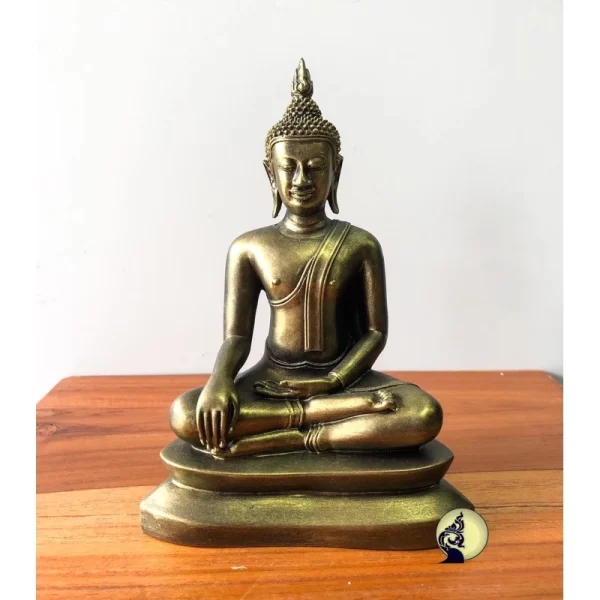 Tượng Phật U Thong – Pháp Tướng Hàng Ma (4 inch) – Màu Vàng Cổ Pha Bột Vàng Lá