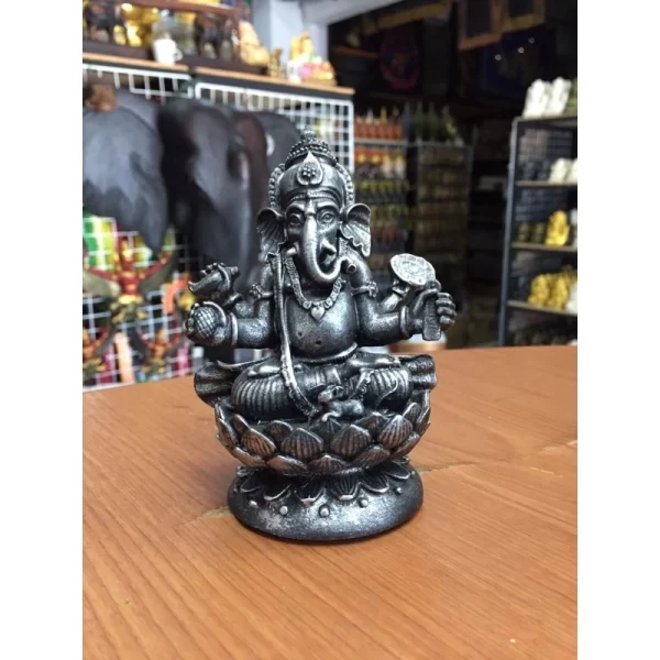Tượng thần Ganesha 4 tay – Dáng giải trừ chướng ngại – Ngự trên đài sen - Ảnh 6