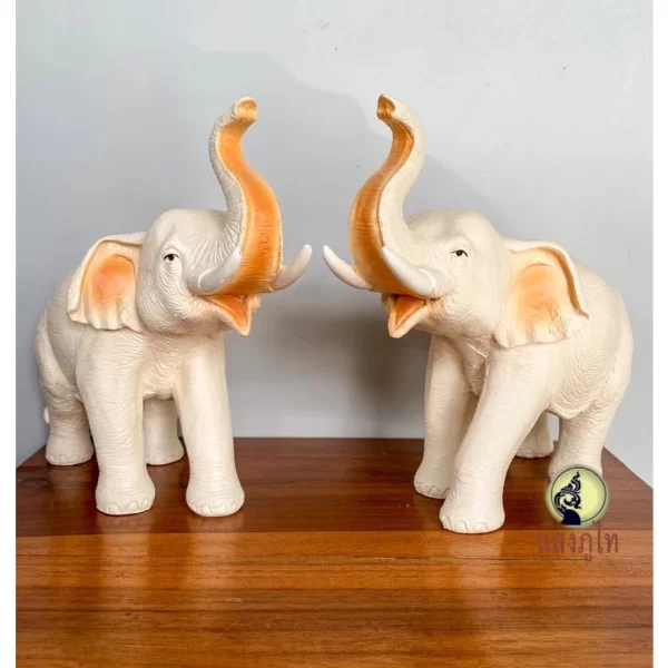 Tượng voi trắng Elephant Holding Trunk - Dáng vương vòi ăn mừng - Ảnh 2