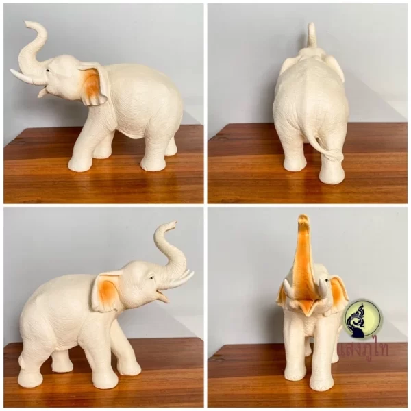 Tượng voi trắng Elephant Holding Trunk - Dáng vương vòi ăn mừng - Ảnh 4