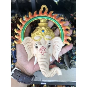 Tượng Đầu Phật Ganesha – Dạng Treo Tường – Màu Cổ – Kích Thước Nhỏ Gọn