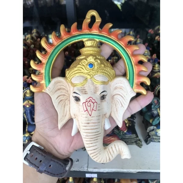 Tượng Đầu Phật Ganesha – Dạng Treo Tường – Màu Cổ – Kích Thước Nhỏ Gọn