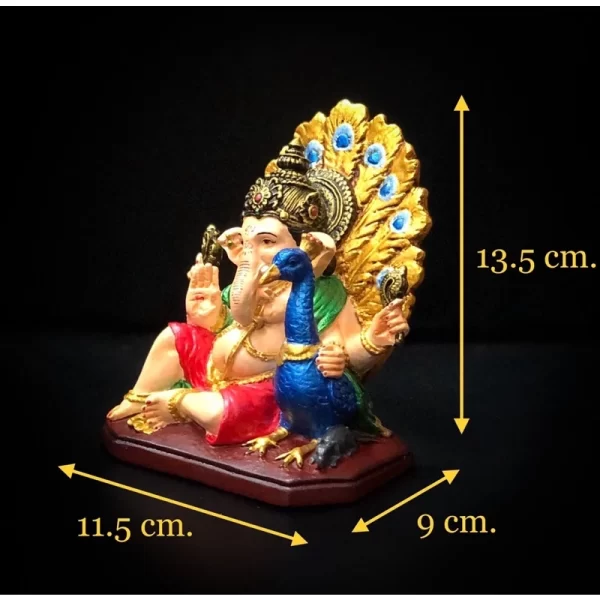 Tượng Thần Ganesha Cưỡi Công – Phiên bản Sri Mayuresvara – Phong cách Ấn Độ – Kích thước 13.5 cm - Ảnh 4