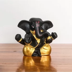 Tượng Thần Ganesha Phong Cách Ấn Độ – Phiên bản Ban Phước – Màu Đen Cổ Điển – Cao 5.5 cm