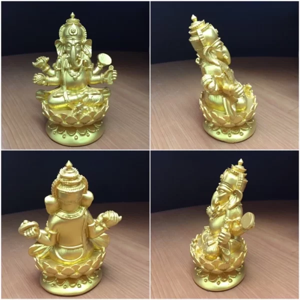 Tượng thần Ganesha 4 tay – Dáng giải trừ chướng ngại – Ngự trên đài sen - Ảnh 4