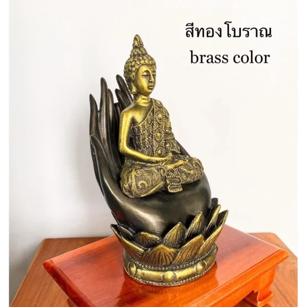 Tượng Phật Thiền Định – Phật Trong Lòng Bàn Tay – Màu Sơn Giả Cổ – Mặt Đế 3 Inch - Ảnh 6
