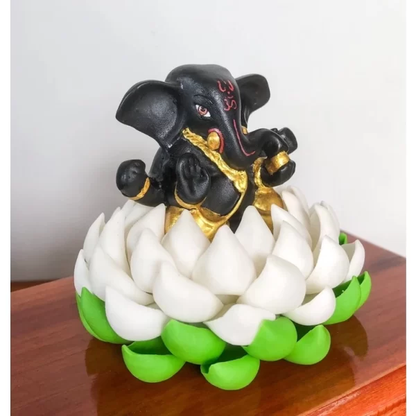 Tượng Thần Ganesha Phong Cách Ấn Độ – Phiên bản Ban Phước – Màu Đen Cổ Điển – Cao 5.5 cm - Ảnh 3