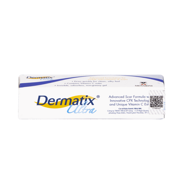 Dermatix Ultra Gel – Menarini – Gel hỗ trợ làm mờ sẹo lồi, sẹo phì đại, sẹo thâm sau phẫu thuật, bỏng, côn trùng cắn