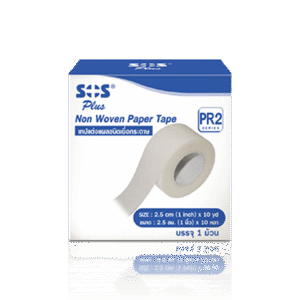 SOS Plus Non Woven Paper Tape – SOS Plus – Băng keo giấy không dệt dùng cố định băng gạc, vết thương- hộp 10 cuộn