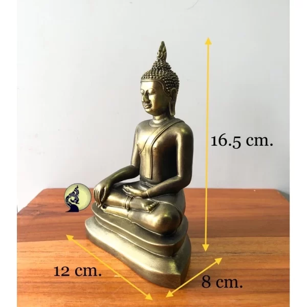 Tượng Phật U Thong – Pháp Tướng Hàng Ma (4 inch) – Màu Vàng Cổ Pha Bột Vàng Lá - Ảnh 2