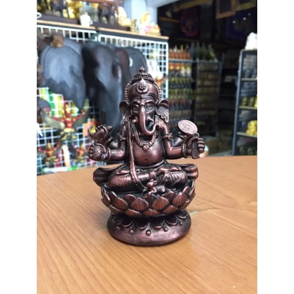 Tượng thần Ganesha 4 tay – Dáng giải trừ chướng ngại – Ngự trên đài sen - Ảnh 5