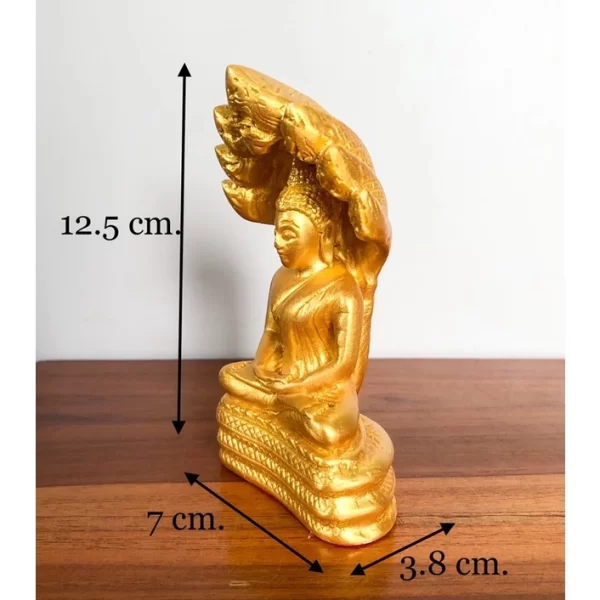 Tượng Phật Naga Prok – Dáng Ngồi Thiền Dưới Mái Rắn – Nghệ Thuật Khmer – Cao 12.5 cm - Ảnh 5