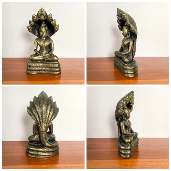 Tượng Phật Naga Prok – Dáng Ngồi Thiền Dưới Mái Rắn – Nghệ Thuật Khmer – Cao 12.5 cm - Ảnh 2