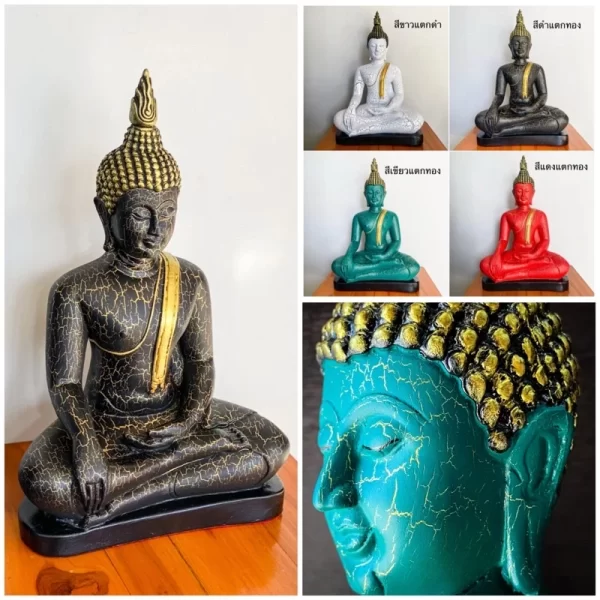 Tượng Phật Thích Ca  – Màu Sơn Giả Cổ – Nghệ Thuật Sukhothai – Mặt Đế 9 Inch - Ảnh 4