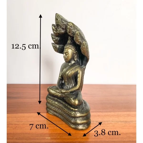 Tượng Phật Naga Prok – Dáng Ngồi Thiền Dưới Mái Rắn – Nghệ Thuật Khmer – Cao 12.5 cm - Ảnh 3
