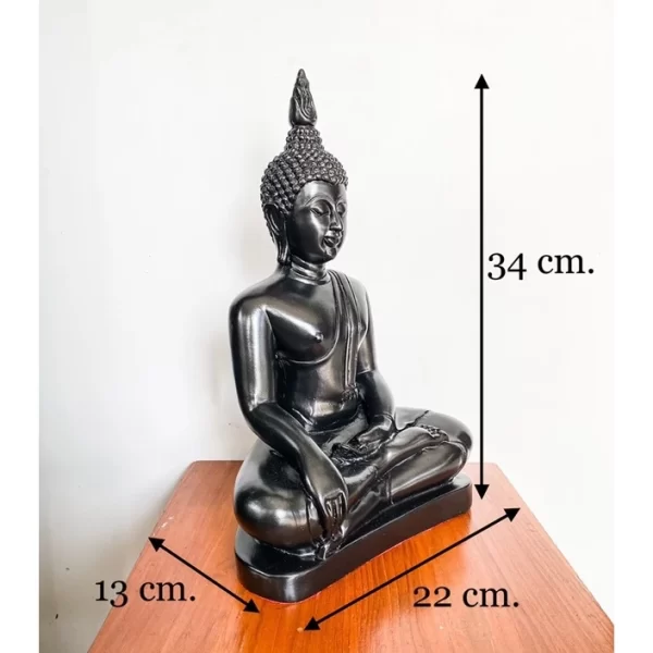 Tượng Phật Thích Ca – Màu Đen Bóng Super Black – Phong Cách Sukhothai – Mặt Đế 9 inch – Cao 34 cm - Ảnh 3