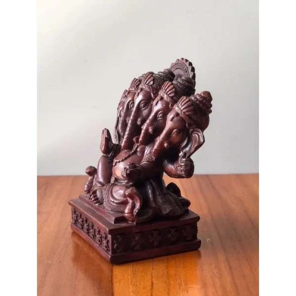 Tượng Phật Ganesha 5 Đầu – Dáng Ban Phước (ปางปัญจมุขคณปติ) – Màu Đen & Nâu – Cao 4 Inch - Ảnh 3