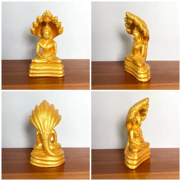 Tượng Phật Naga Prok – Dáng Ngồi Thiền Dưới Mái Rắn – Nghệ Thuật Khmer – Cao 12.5 cm - Ảnh 4