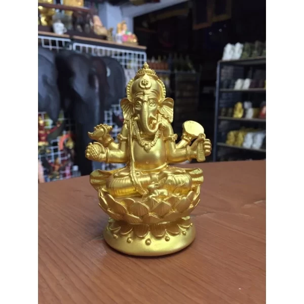 Tượng thần Ganesha 4 tay – Dáng giải trừ chướng ngại – Ngự trên đài sen - Ảnh 7