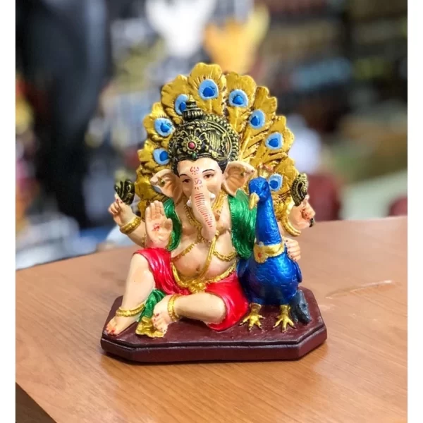 Tượng Thần Ganesha Cưỡi Công – Phiên bản Sri Mayuresvara – Phong cách Ấn Độ – Kích thước 13.5 cm - Ảnh 5