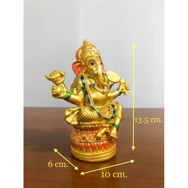 Tượng thần Ganesha 4 tay – Dáng Ekadanta Kanapati – Ngồi trên đài sen – Phong cách Ấn Độ cổ - Ảnh 2