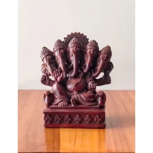 Tượng Phật Ganesha 5 Đầu – Dáng Ban Phước (ปางปัญจมุขคณปติ) – Màu Đen & Nâu – Cao 4 Inch