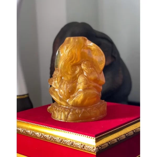 Tượng Phật Ganesha – Phong Thái Ban Phước – Chất Liệu Resin Màu Hổ Phách – Cao 16 cm - Ảnh 2
