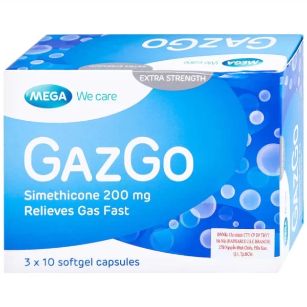 GoGaz – Mega We Care – Giảm đầy hơi, chướng bụng, khó tiêu với Simethicone 200mg