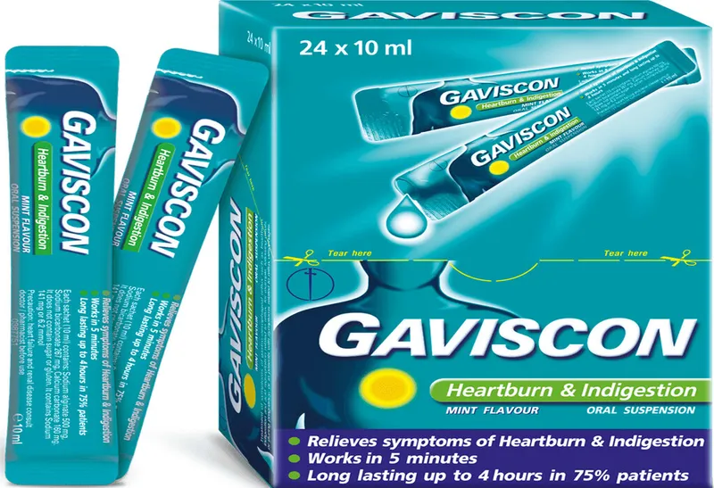 Gaviscon Peppermint Liquid – Reckitt Benckiser – Giảm ợ nóng, trào ngược và khó tiêu – Dòng màu xanh